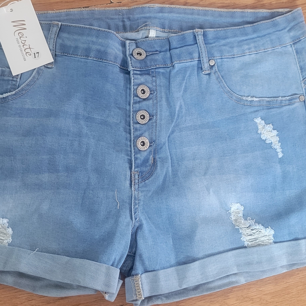 Majestic Blue Jean Shorts Relaxed Fit Distressed